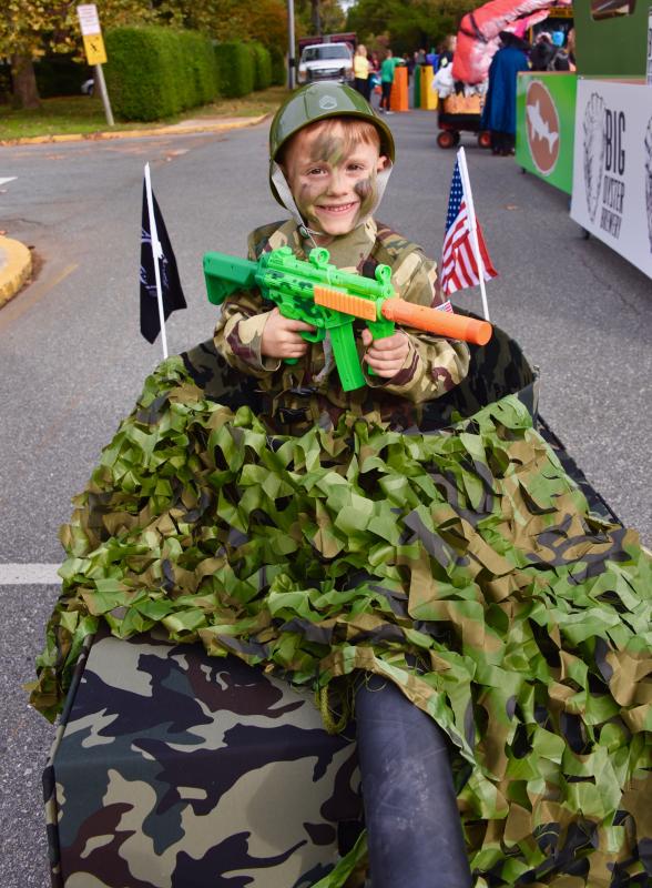 Joey Juliano of Blackwood, N.J., has a handmade tank to drive on the parade route. RON MACARTHUR PHOTO