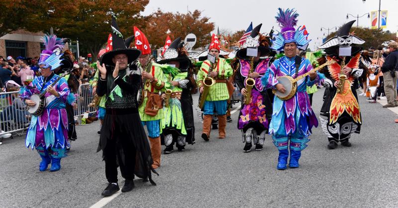 The Woodland String Band Mummers from Philadelphia have become one of the most popular Sea Witch Festival performers. RON MACARTHUR PHOTO