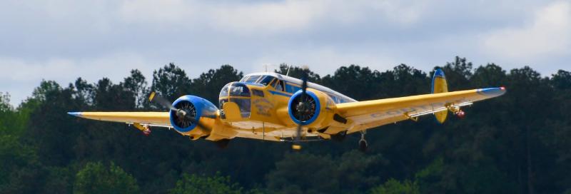 A Chorman’s Beechcraft 18 takes off in preparation for a tour around Sussex County. The plane was used for bombardier trainer during World War II.