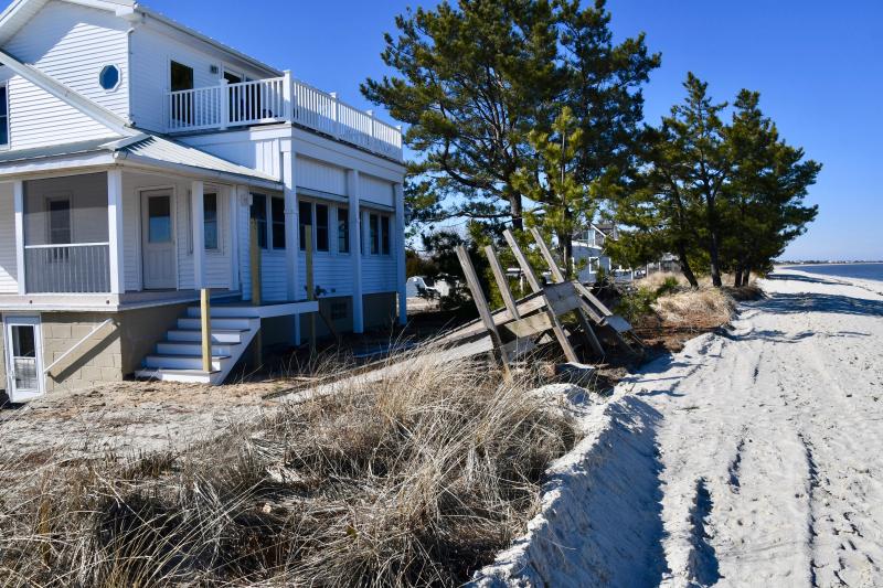 A replenishment project in the southern section of Slaughter Beach has provided some sand to repair areas that washed away during recent storms.