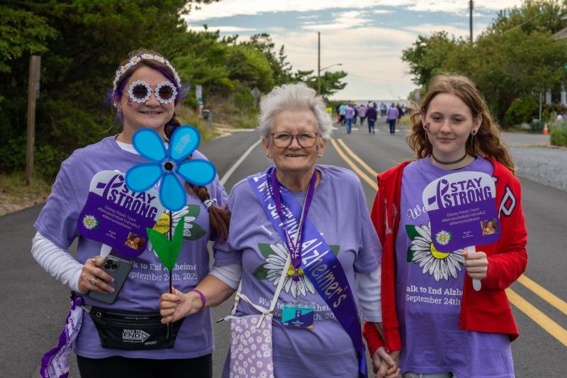 The family participated in the Alzheimer’s Association Walk Day 2022 held in Rehoboth Beach. Shown are (l-r) Karson Barenholtz, Doris Daisey and Kylee Holt-Daisey. SUBMITTED PHOTO