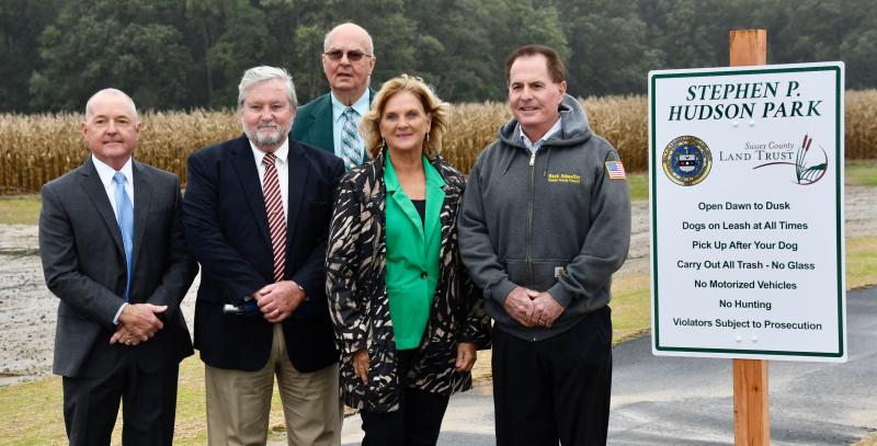 Sussex County Council approved the funds to purchase the Hudson Park property. Council members are (l-r) Dog Hudson, Vice President John Rieley, President Mike Vincent, Cindy Green and Mark Schaeffer.
