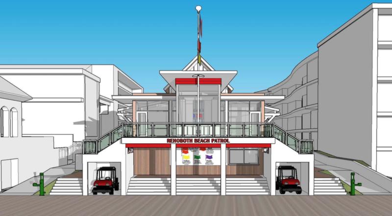 An architect’s rendering of what the new headquarters and comfort station would look like from the Boardwalk. SUBMITTED IMAGE