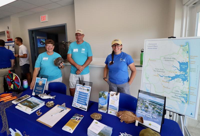 The Delaware Center for the Inland Bays presented information about protecting the blue crab’s habitat. Shown are (l-r) Laurie Whitehouse, volunteer; Tom Whitehouse, volunteer; and Jackie Knoll, environmental education manager.