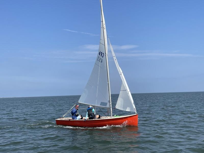 The family team of Paynt Ingram and Margaret Ingram finished second in the Mobjack regatta sponsored by Lewes Yacht Club. KATHY O’HANLON PHOTO