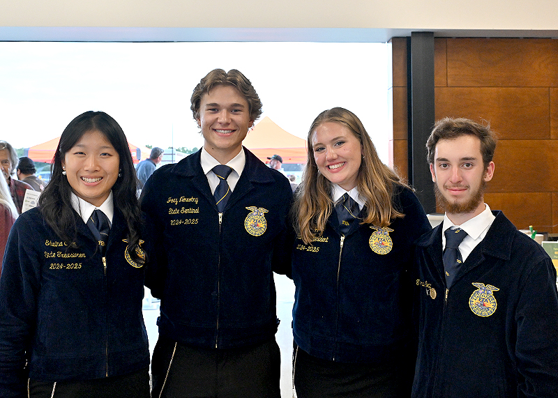 Representing the Future Farmers of America are (l-r) Edwina Chen, treasurer; Joey Nowotny, state sentinel; Kailyn Pippin, state vice president; and Thomas Seay, New Castle County representative.