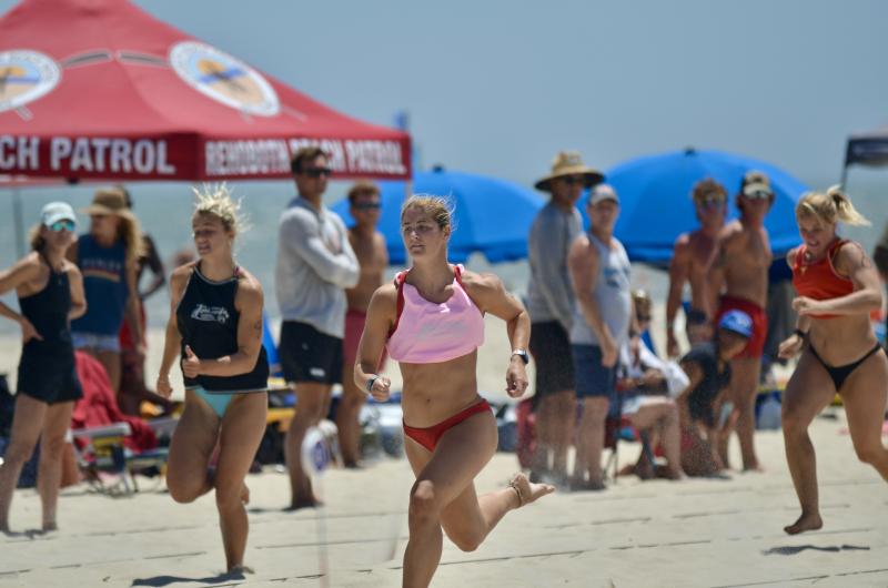 Running in the sand may be hard, but Sojo Gulotti ran hurdles at Temple and was used to not missing a beat despite exhausting obstacles. AARON MUSHRUSH PHOTO