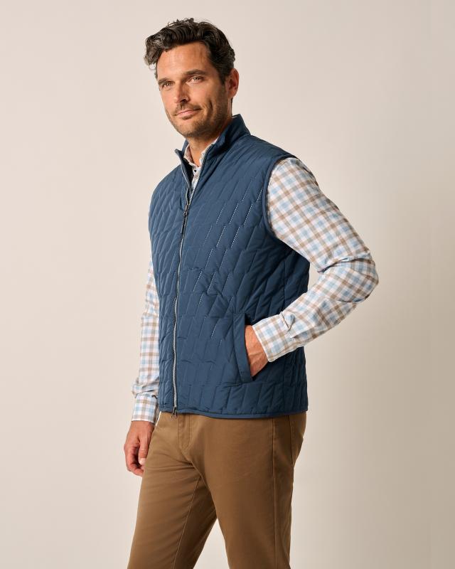Golf apparel company Johnny-O blends East and West Coast aesthetics in its lines, as with this Belfry quilted puffer vest ($148). SUBMITTED PHOTO