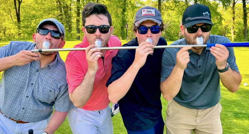 The Birdie Juice golf wedge can be part of a team celebration with alcohol, but probably for only one or two drinks before things go horribly wrong.