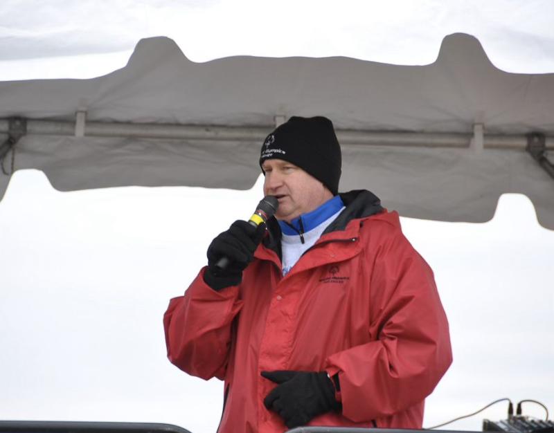 Jon Buzby emcees the Lewes Polar Bear Plunge, which is ironically no longer in Lewes. SUBMITTED PHOTO