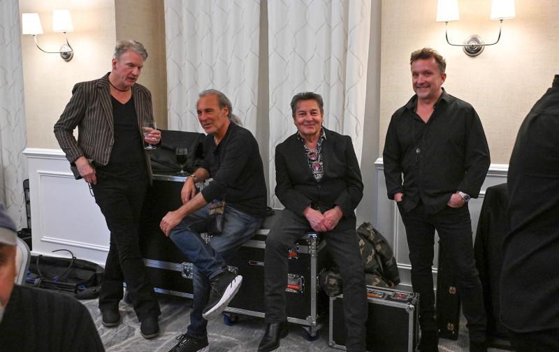 Waiting to go onstage are Bad River members (l-r) Eliot Lewis, Robbie LaBlanc, Tony Sciuto and Dale Teat.