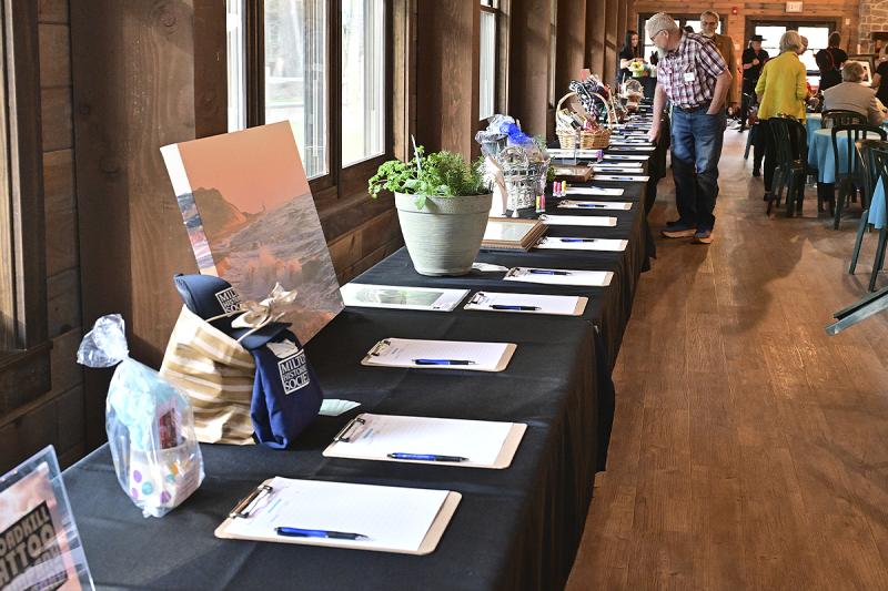 Attendees could work their way through two rows of silent auction items, one on each side of the room.